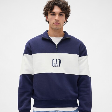 J - COLOR BLOCK LOGO HALF ZIP NEW NAVY