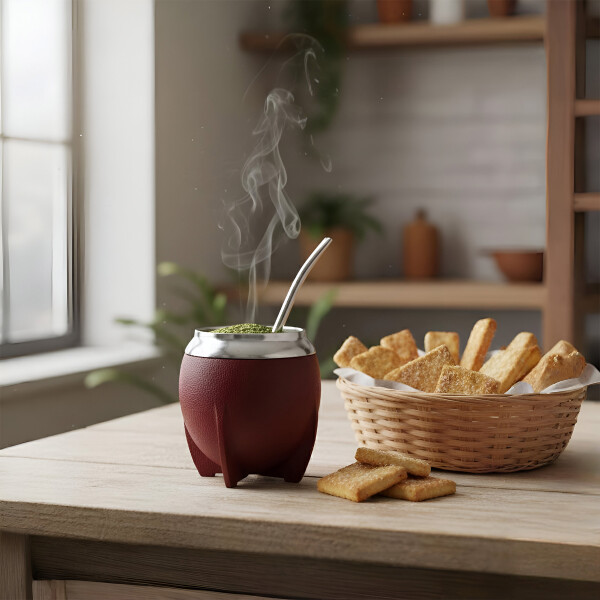 Mate Clásico de Acero Inoxidable Diseño Clásico Duradero Color Bordo