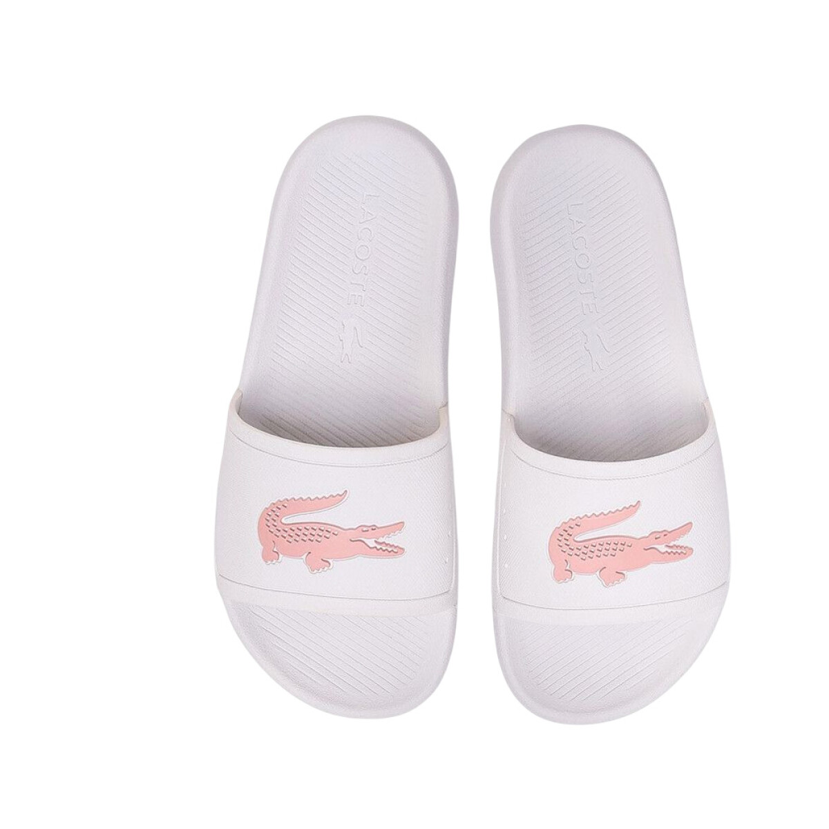 LACOSTE CROCO SLIDE - White & Pink 