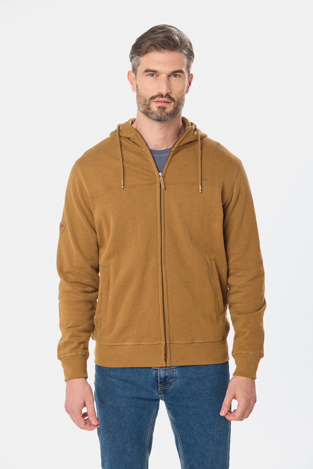 CANGURO CON CIERRE Y CAPUCHA Beige