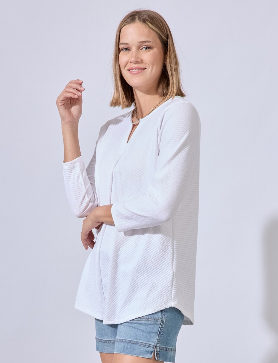 Blusa Ribs Escote Metal - Blanco 