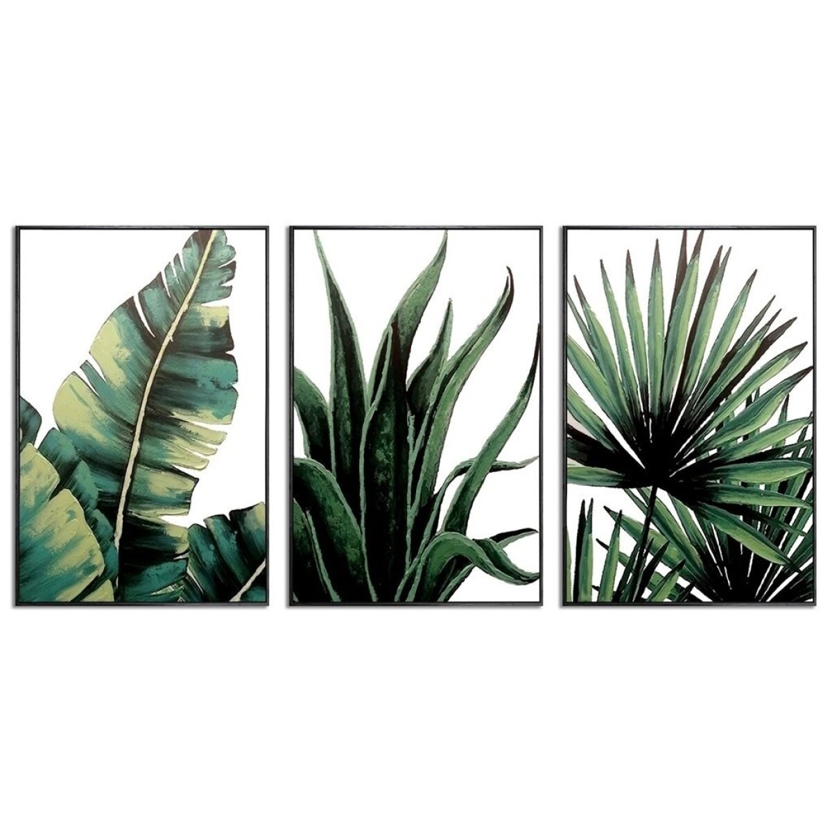 SET 3 CUADROS 40x60cm MARCO PLANTAS VERDES 