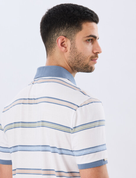 REMERA POLO RAYADA JERSEY Blanco