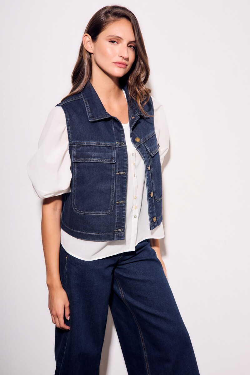 Chaleco Denim Bolsillos Jean