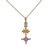 Conjunto Vishnu-Plata rodinada-Piedra Topacio azul, Citrino, Amatista y Brillantes-CJ2002 - Adulto - Conpiedra