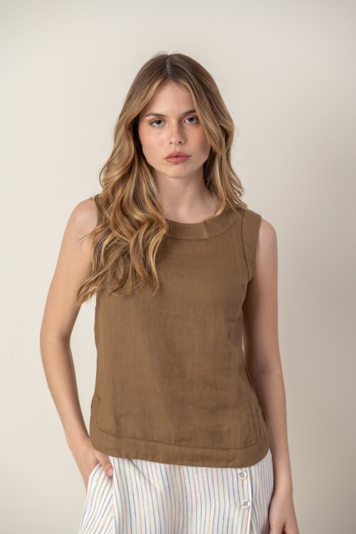 Blusa de lino Marrón