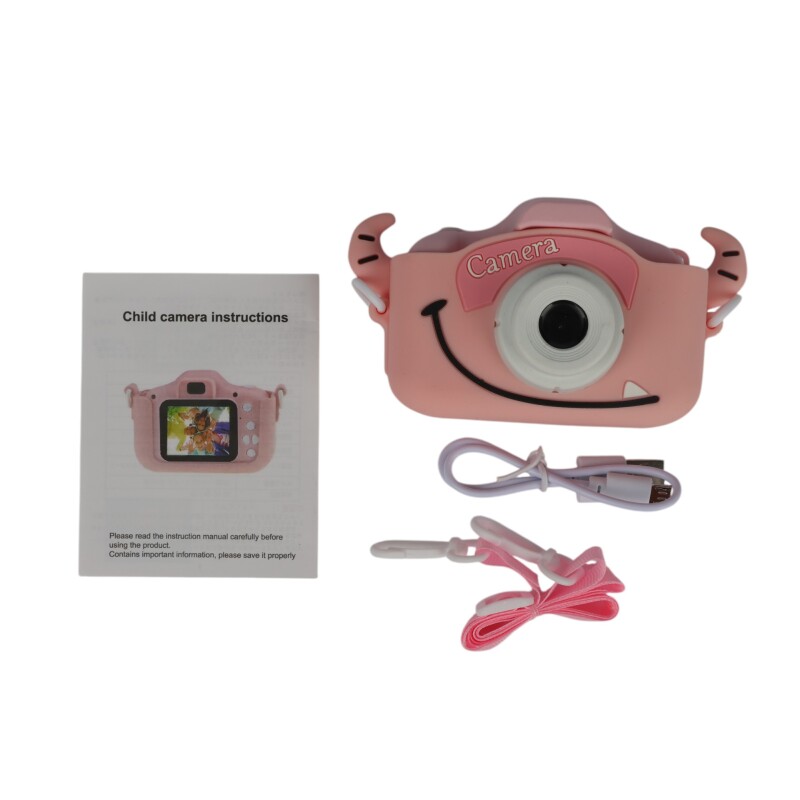 Cámara de fotos digital infantil con funda rosa Cámara de fotos digital infantil con funda rosa
