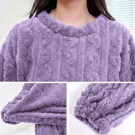 Conjunto Pijama Jogging Peluche Abrigo Buzo Pantalón Violeta