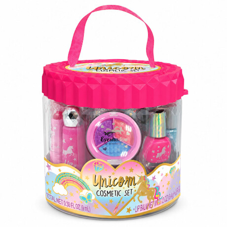 Kit Cosmética Manicura Pedicura Labial Sombra Esmalte p/Niña Arcoíris