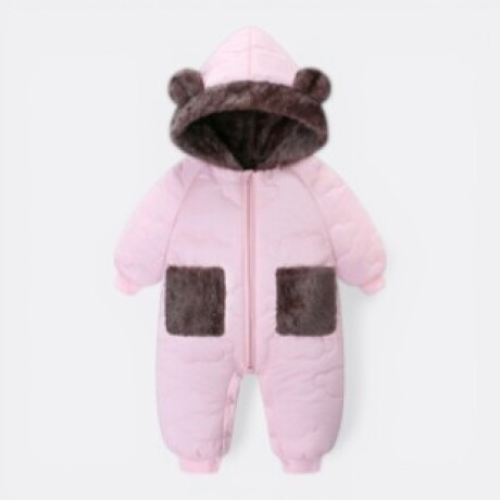 Body Bebé Abrigo Capitoneado Corderito Sintético Rosa