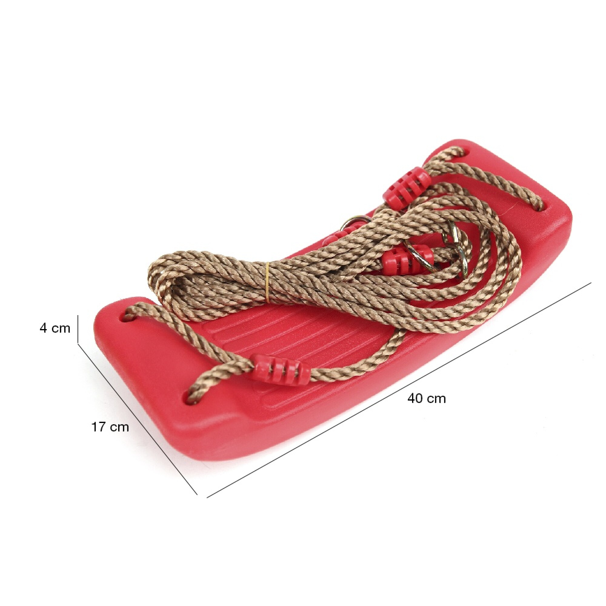 Idena Columpio De Plástico Rojo – Asiento Redondo De 28 Cm Con Cuerda Ajustable (100-180 Cm), Capacidad 50 Kg, +3 Años