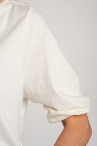 Remera Algodón Manga Globo Off White