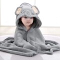 Toalla De Bebe Con Capucha Animales 80x80cm Gris