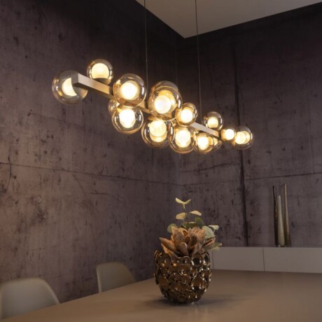 Colgante led 18 esferas 32w motorizado a control remoto con varias funciones DORADA