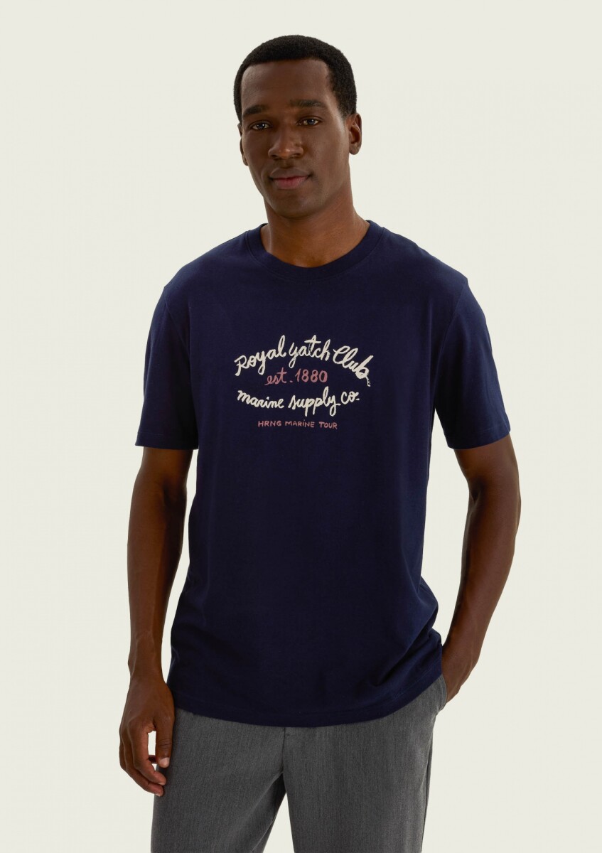 CAMISETA MANGA CORTA CON ESTAMPA - AZUL 