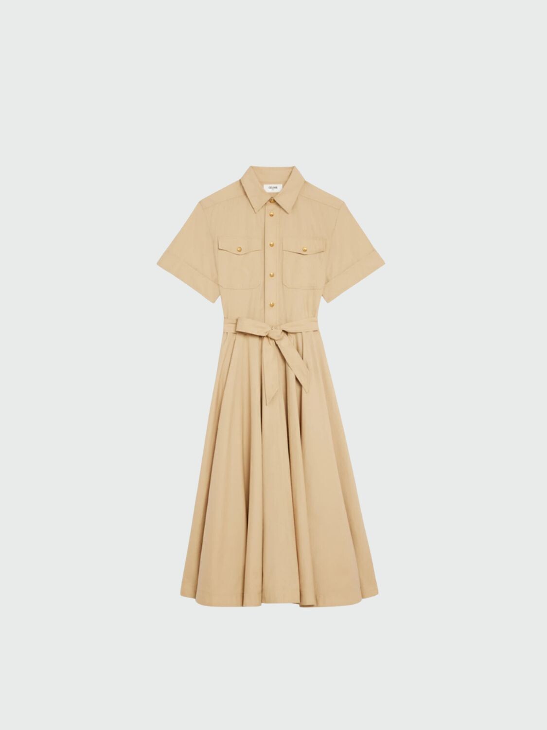 Celine- Vestido Safari de Algodón Beige