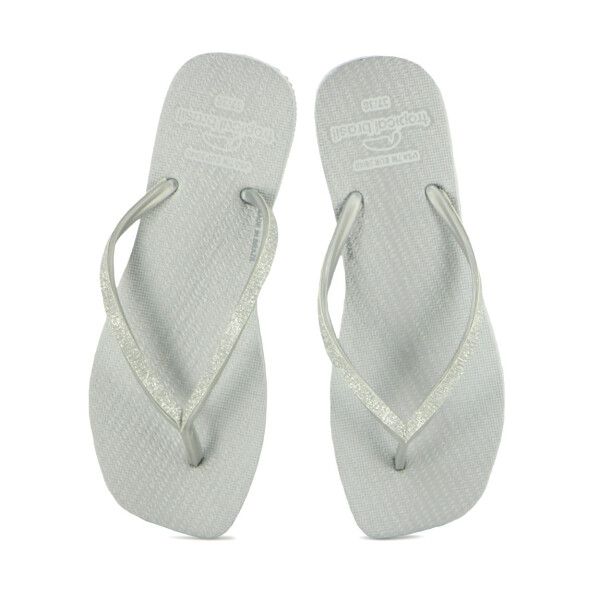 Chanclas Tropical Brasil Ojota Quadradihas De Mujer - Plateado Plateado