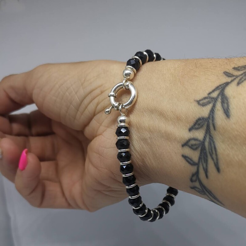 Pulsera de plata y onix facetado Pulsera de plata y onix facetado