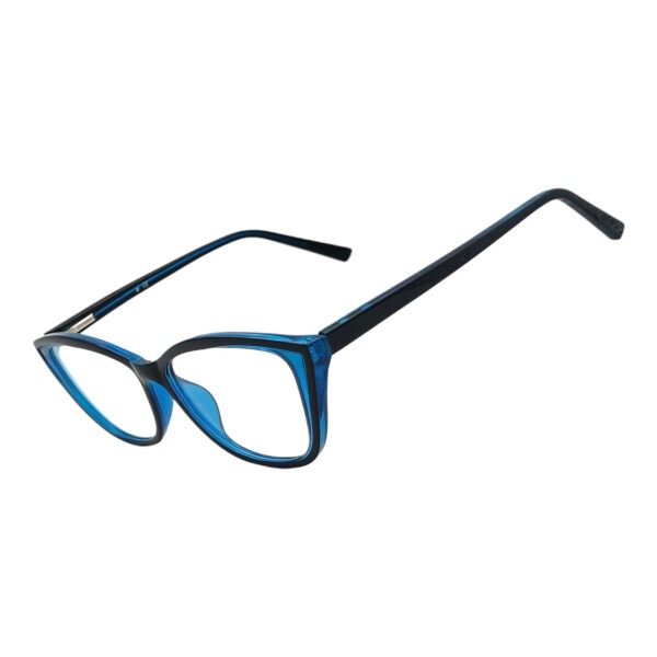 Tipo: Lente de receta. Marca: Vidaltec. Material: Acetato. Color: Azul cristal combinado con negro. Calibre: Mediano. azulcombinado