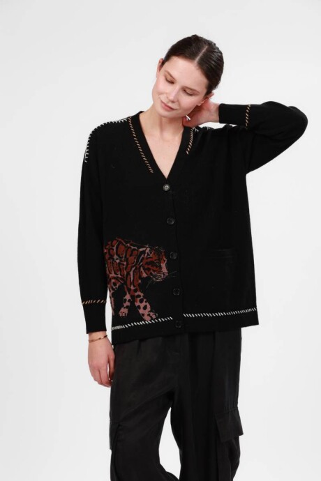 Pre Venta - Cardigan Snow Leopard Black Pre Venta - Cardigan Snow Leopard Black