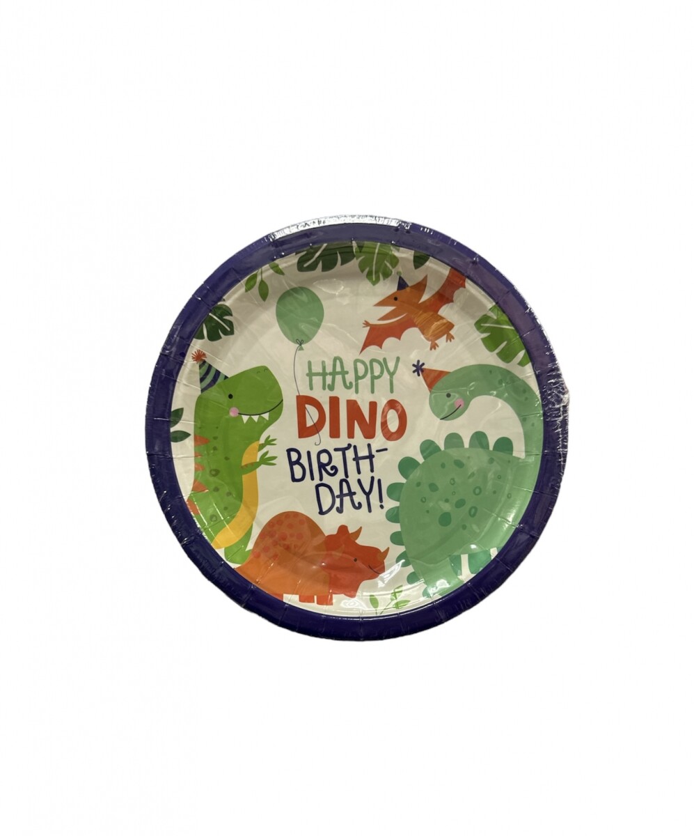 Plato Descartable Diseño x 10 - Dinosaurios 
