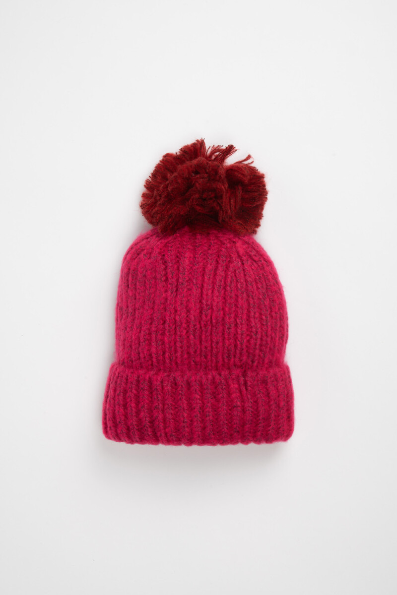 Gorro punto pompon Fucsia