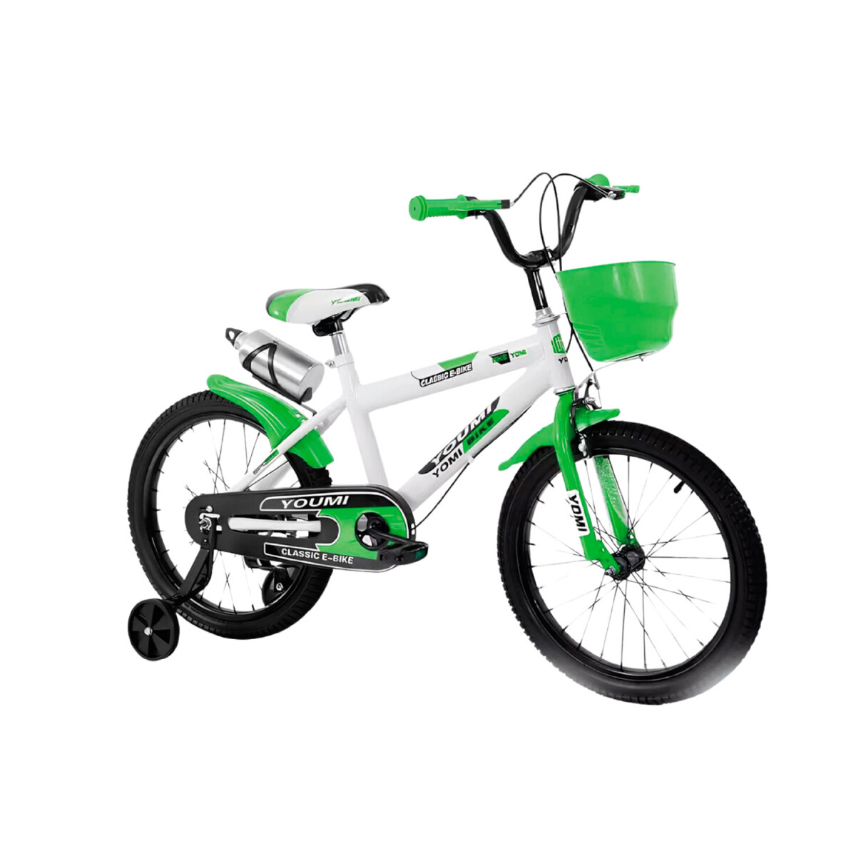 Bicicleta Infantil Lumax Rodado 16 Urbana Con Rueditas Y Canasto - Verde 