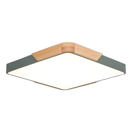 Luminaria Plafon Led Cuadrado 30cm Metal Y Madera Colores Gris