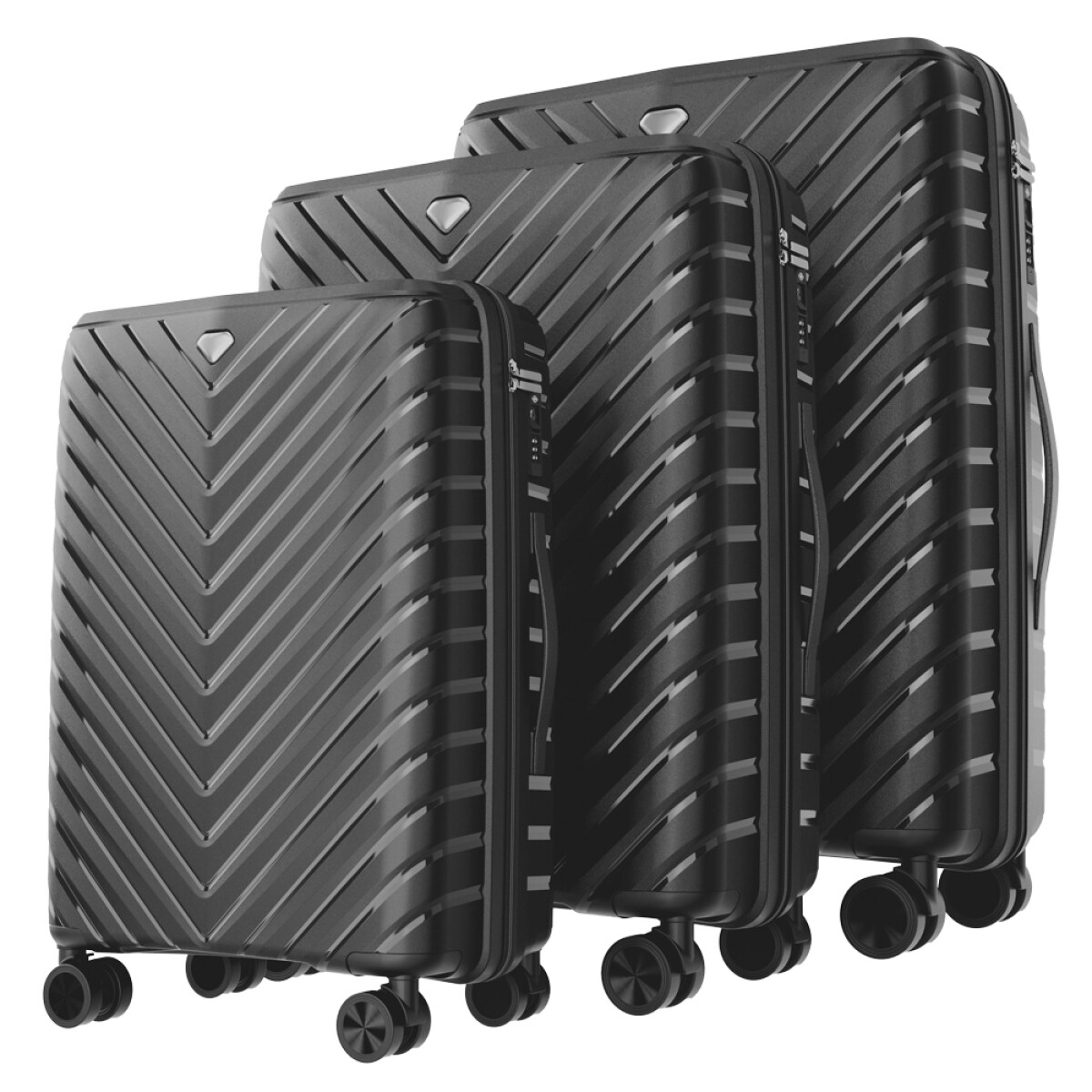 Set Valijas Polipropileno Premium 20" 24" 28" - NEGRO 
