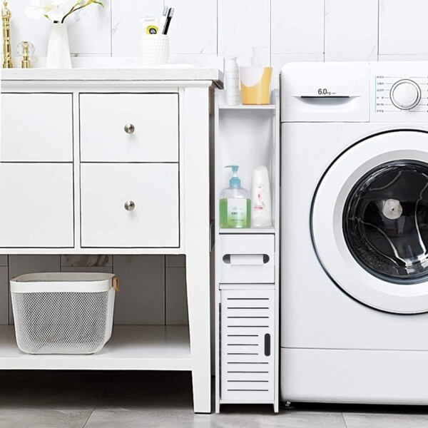 Mueble Organizador Multiuso Puerta Estantes Ideal Baño Variante Color Blanco