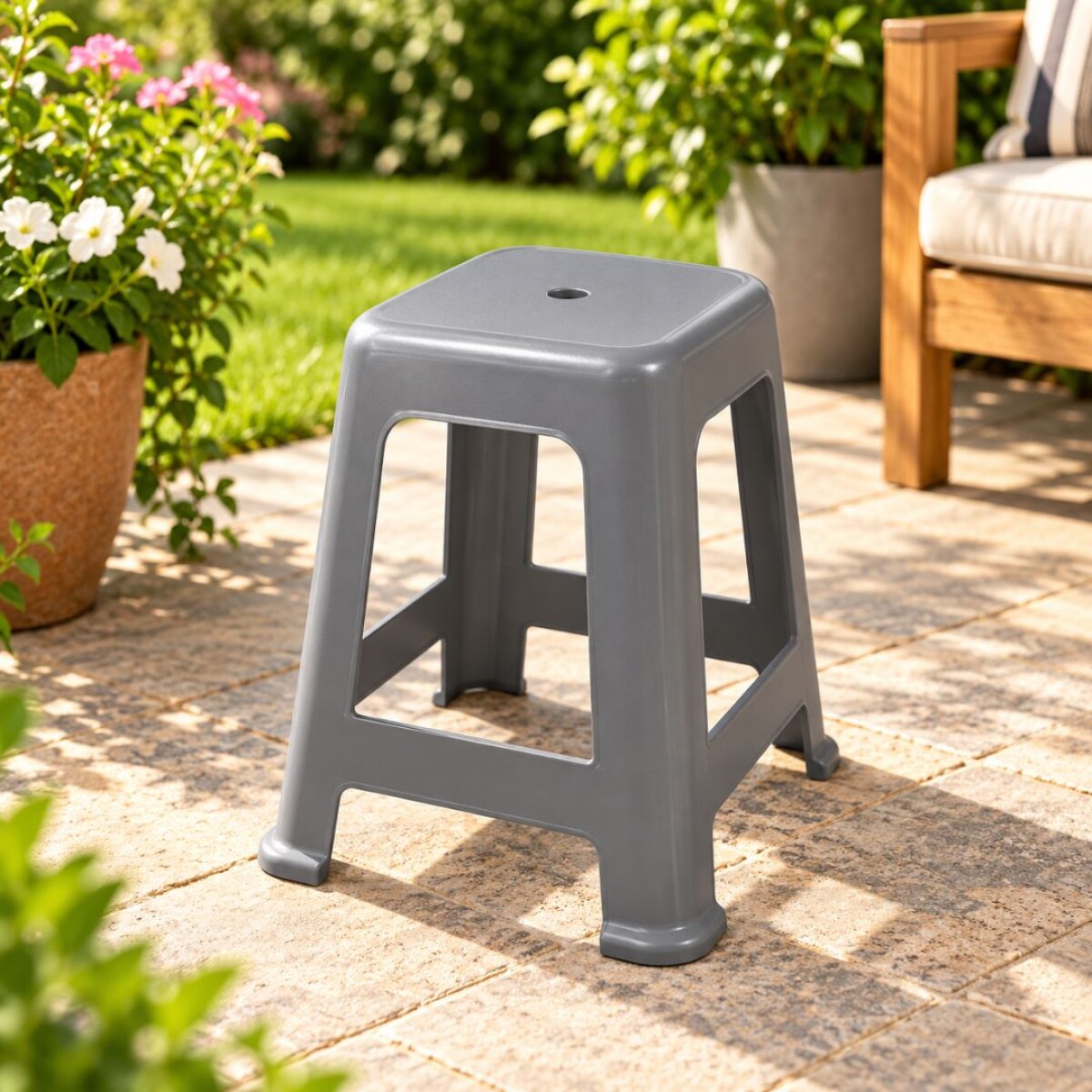 Banqueta Taburete Plastico Bela Vista Mor Gris - GRIS 
