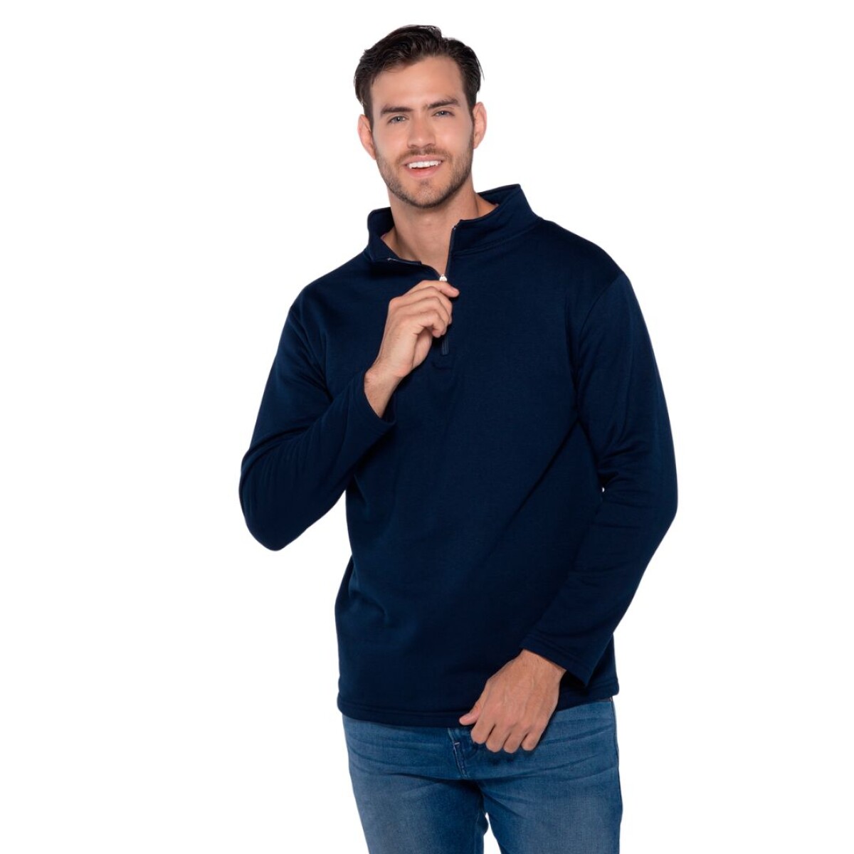 Buzo de felpa medio cierre - Azul Marino 