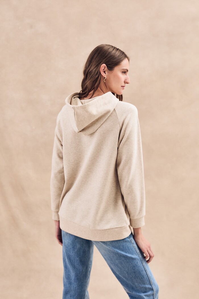 Sweater Capucha Beige Melange