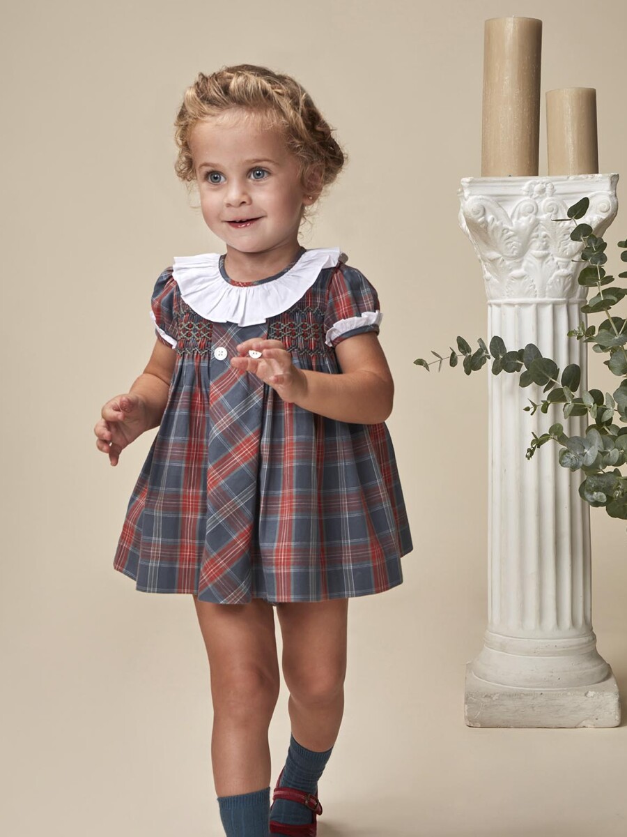 Vestido Cuadro Tartan Azul Pato