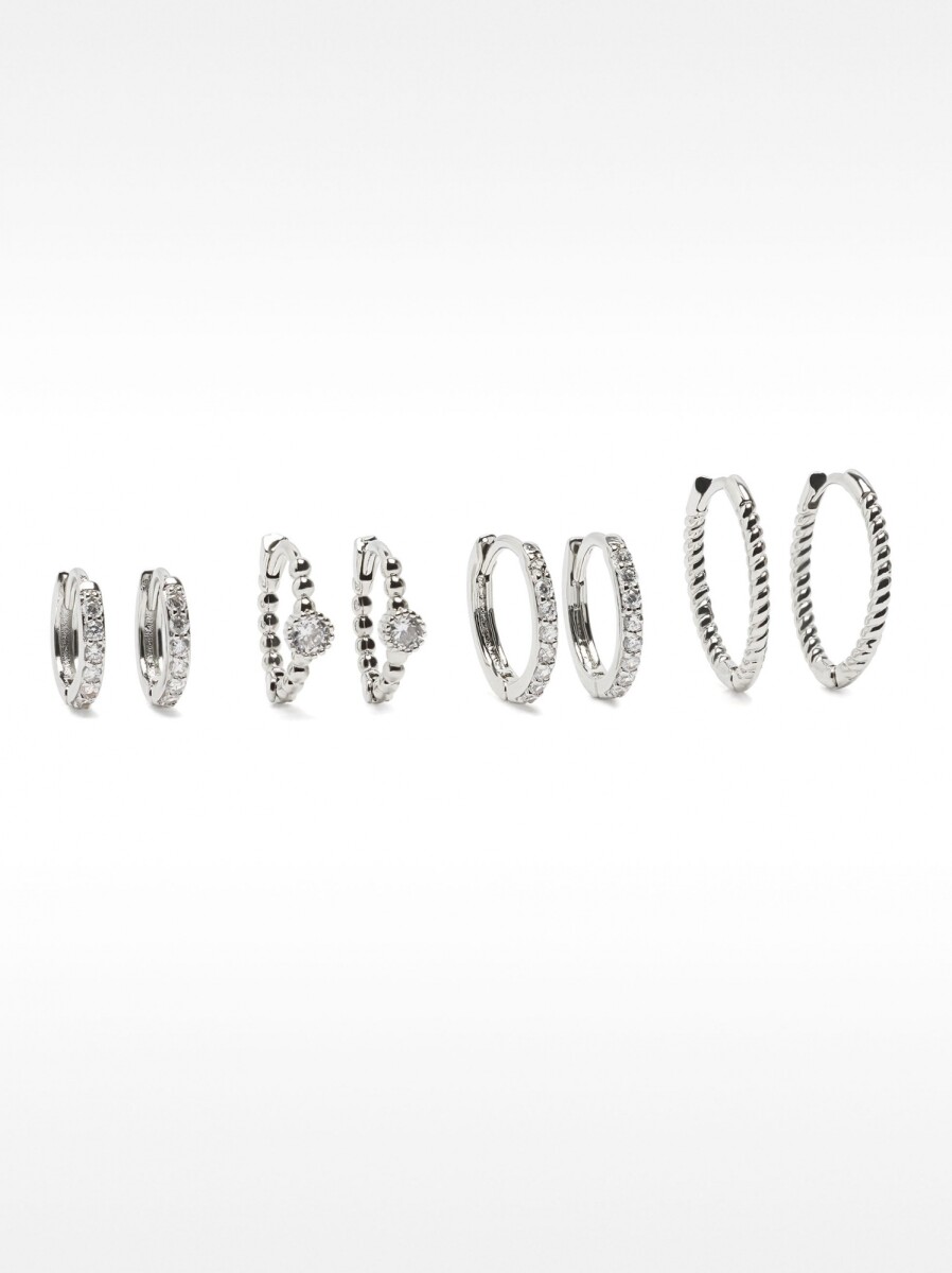 Set De Aros Con Circonitas - plateado 