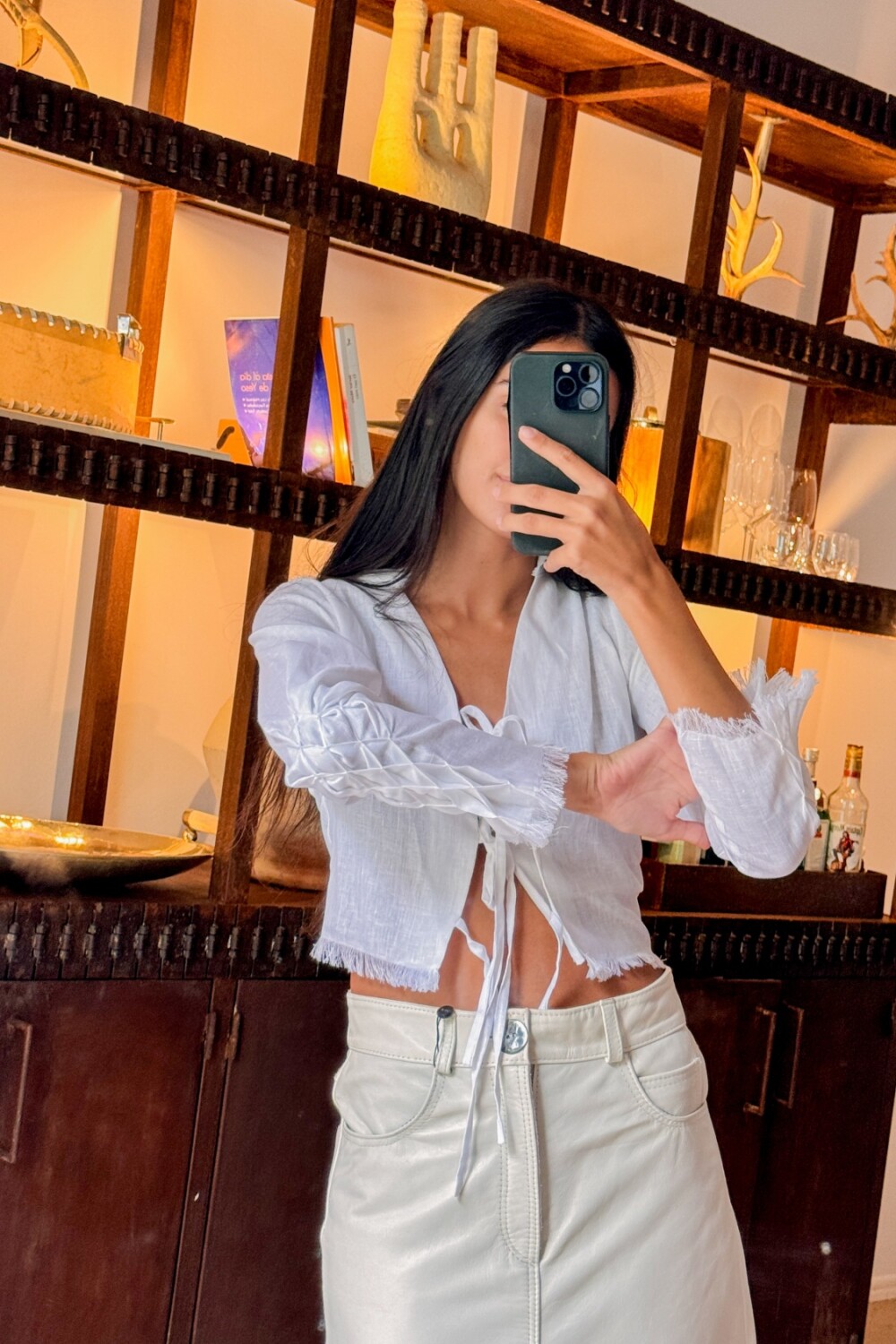 Smock Shirt Lino Blanco