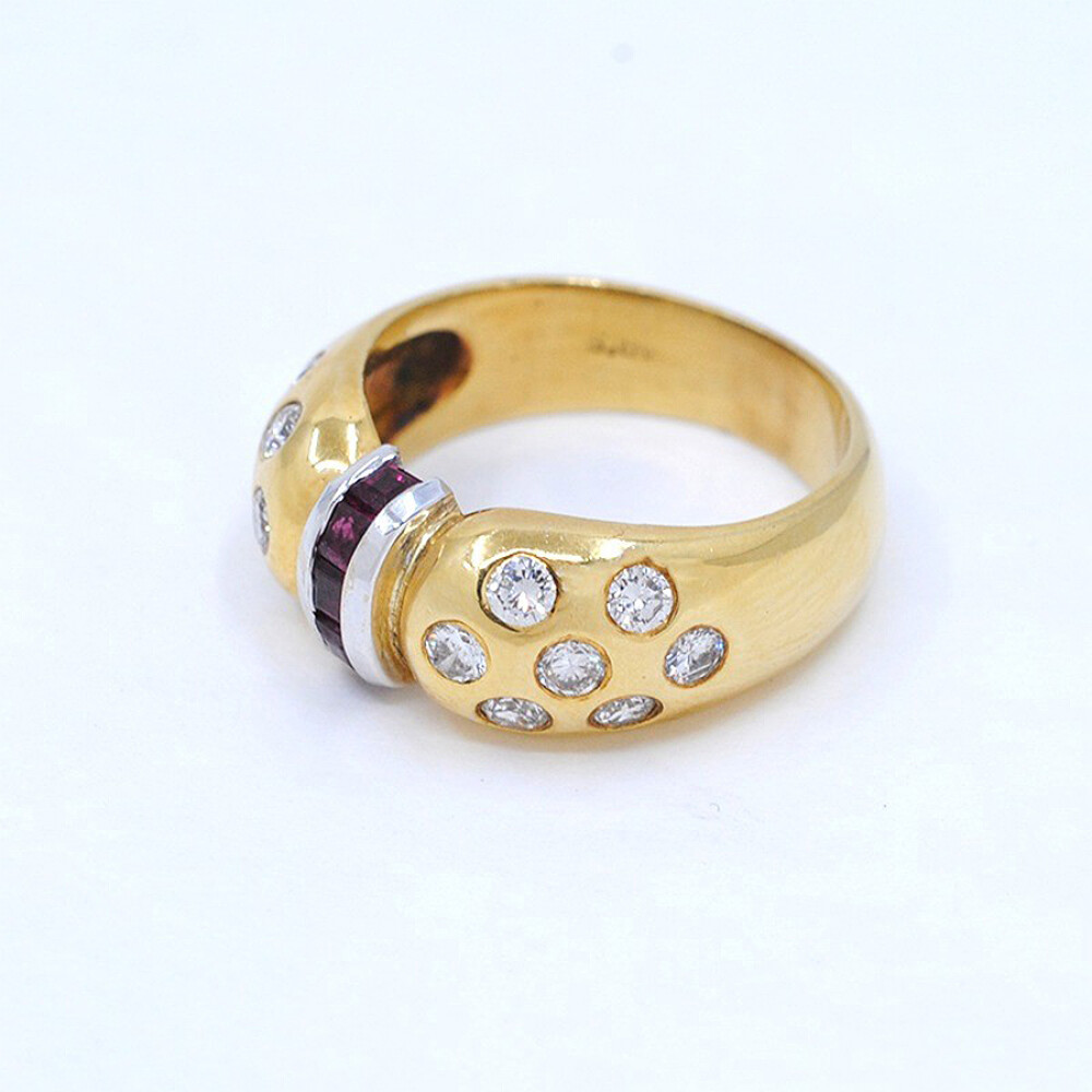 Anillo En Oro 18K, Brillantes Y Rubies Legitimos Anillo En Oro 18K, Brillantes Y Rubies Legitimos