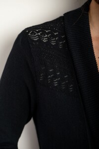 Cardigan C/solapa Algodón Elastano Negro