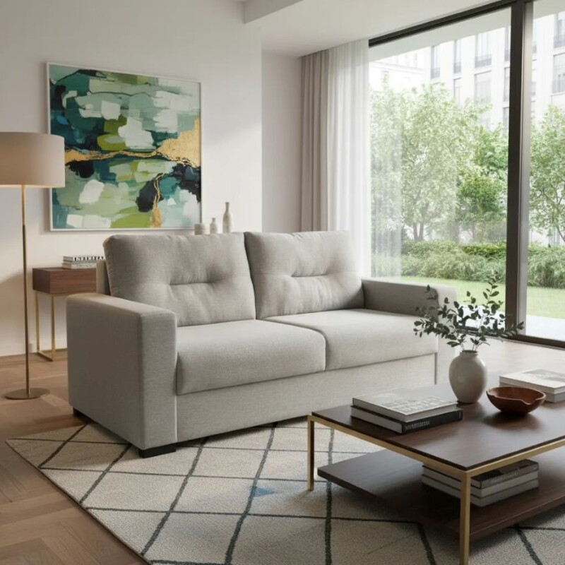 SOFA 3 CUERPOS - TAPIZADO TELA GRIS CLARO SOFA 3 CUERPOS - TAPIZADO TELA GRIS CLARO