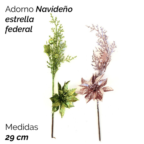 Adorno Navideño Con Estrella Federal Con Glitter 29cm Unica