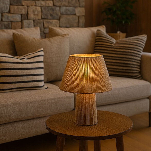 Portátil mesa madera pantalla de cuerda Ø350mm E27 IX9470