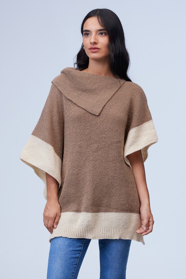 Poncho Colorblock MULTI/TOSTADO