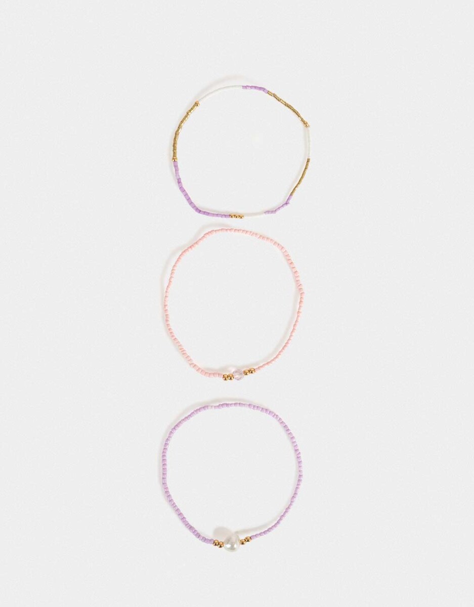 Pulseras Elásticas Set Con Perla 