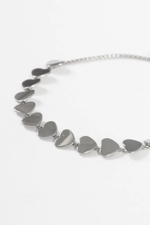 Pulsera acero hearts plateado