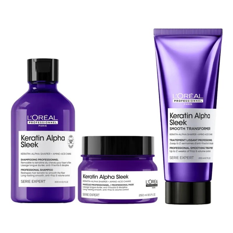 Pack L'oréal Prof Keratin Alpha Shampoo + Máscara + Smooth Pack L'oréal Prof Keratin Alpha Shampoo + Máscara + Smooth