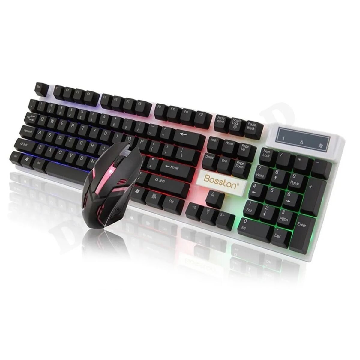 Kit teclado y mouse Bosston Gamer USB con luz RGB 