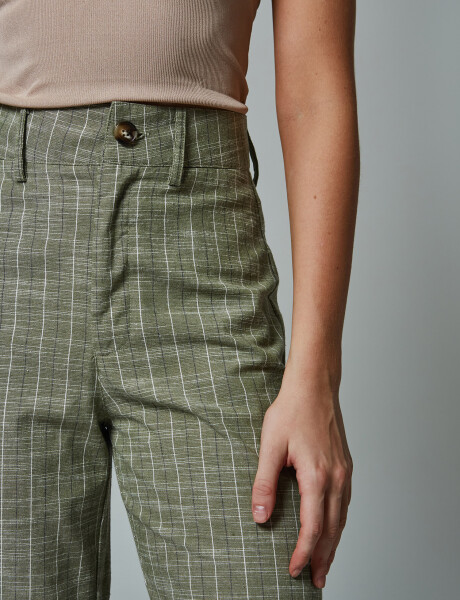 Pantalon lino oliva