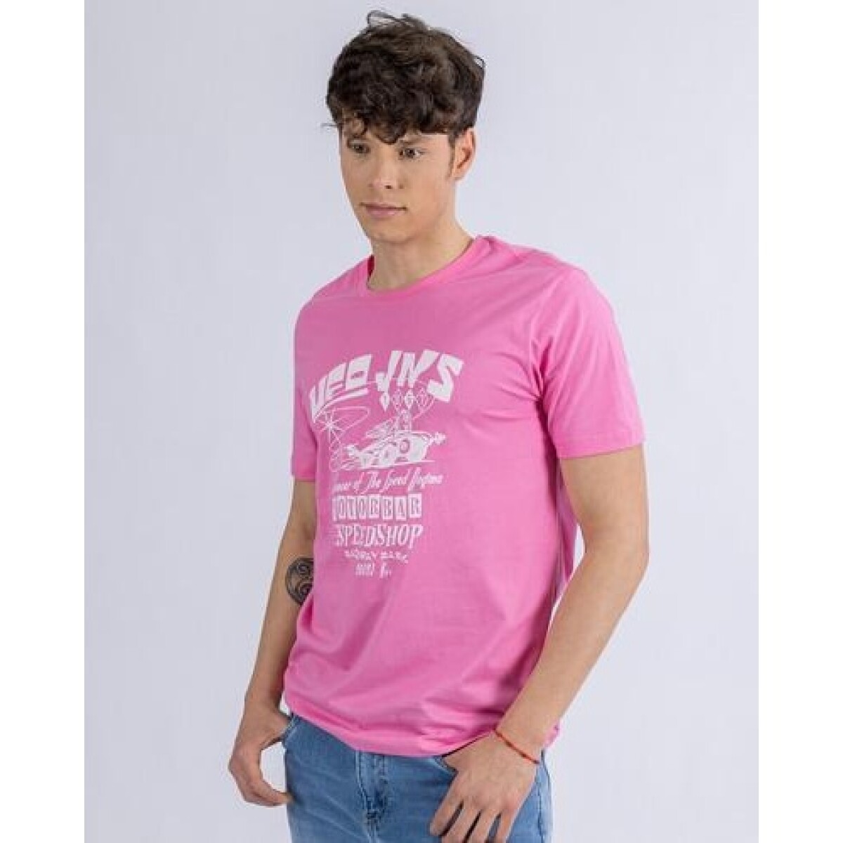 Camiseta en algodón estampada UFO Speedway rosada - Rosa 