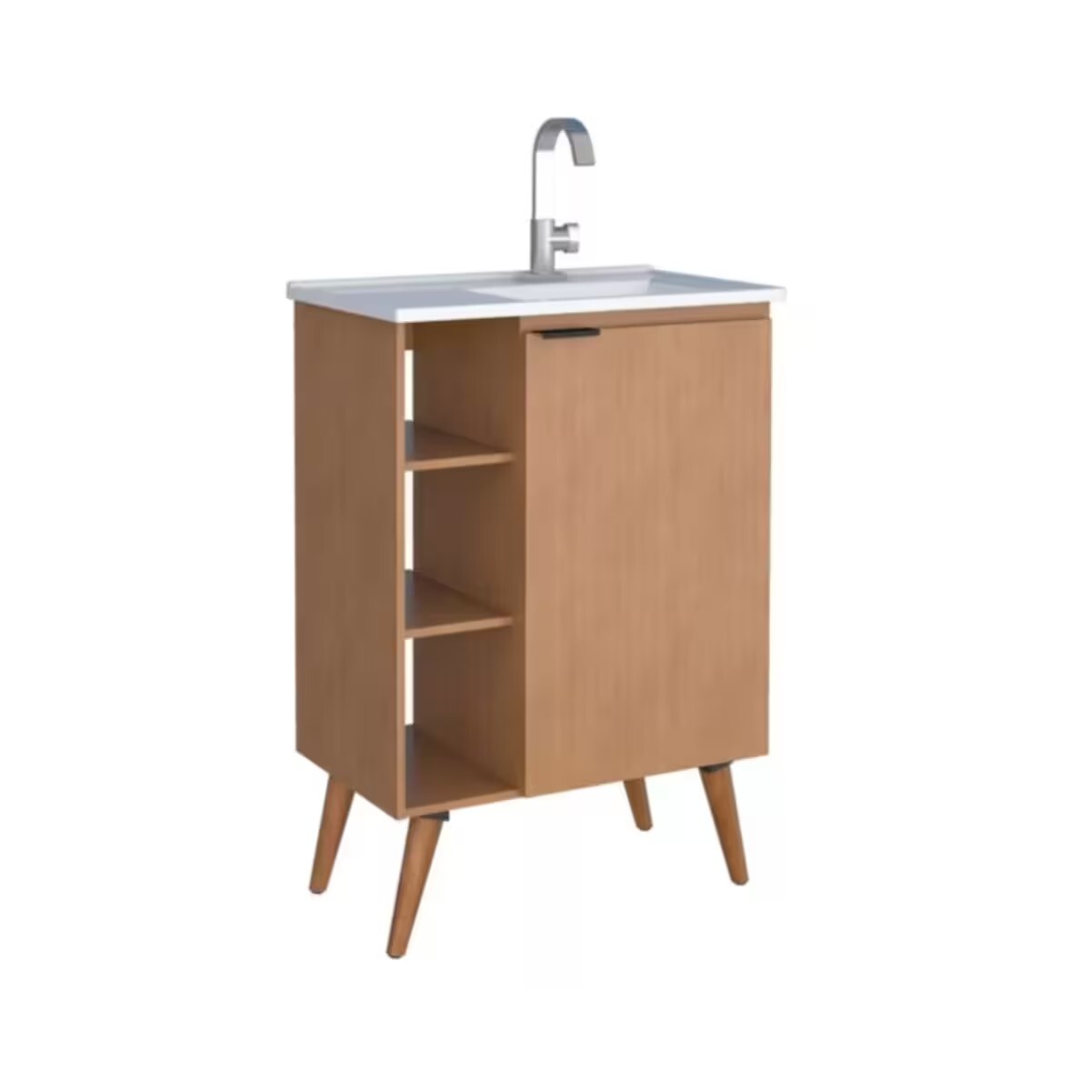 Mueble De Baño De Pie Hortensia Jequitibá 62 Cm Con Bacha De Resina 