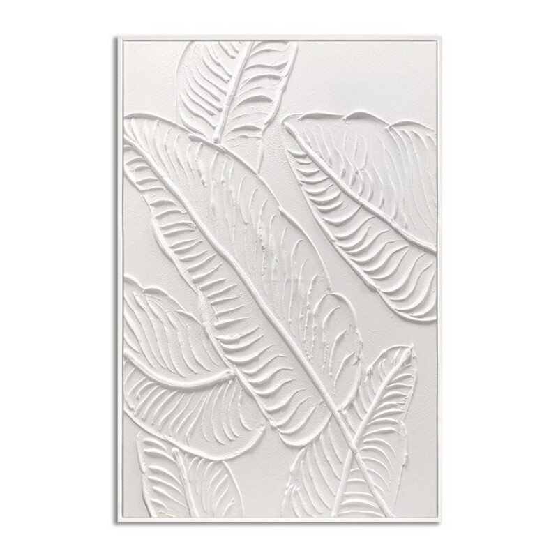 CUADRO CANVAS 60x90cm MARCO PINTURA HOJAS BLANCAS CUADRO CANVAS 60x90cm MARCO PINTURA HOJAS BLANCAS